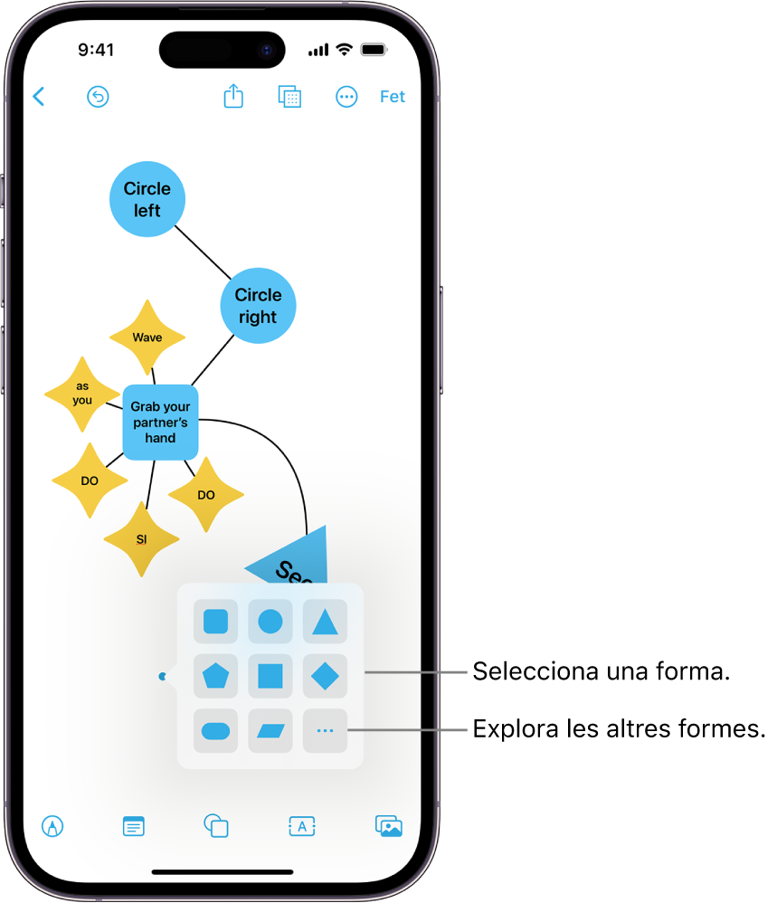 Un diagrama en què se li afegeix una forma nova.