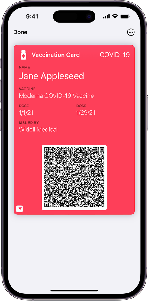 Vakcinācijas karte lietotnē Wallet.