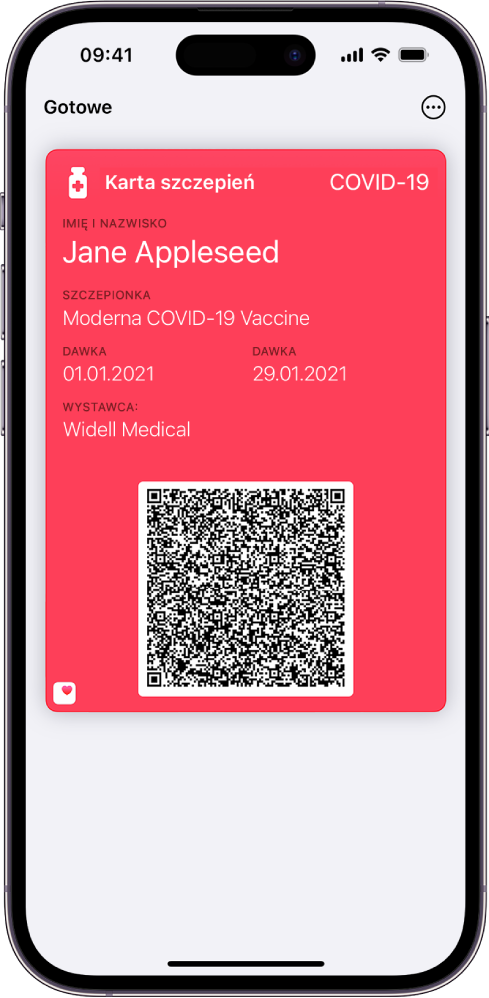 Karta szczepienia w aplikacji Portfel.