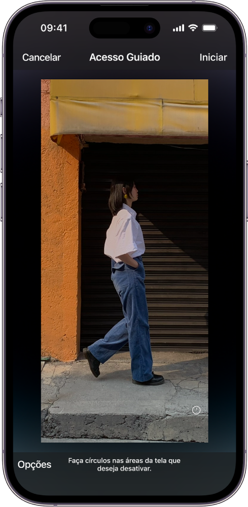 A tela de um iPhone mostrando o Acesso Guiado em configuração.