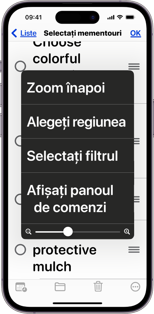 Un iPhone afișând meniul Zoom.