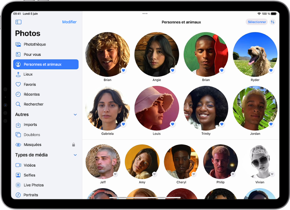 L’écran Personnes et animaux de l’app Photos.