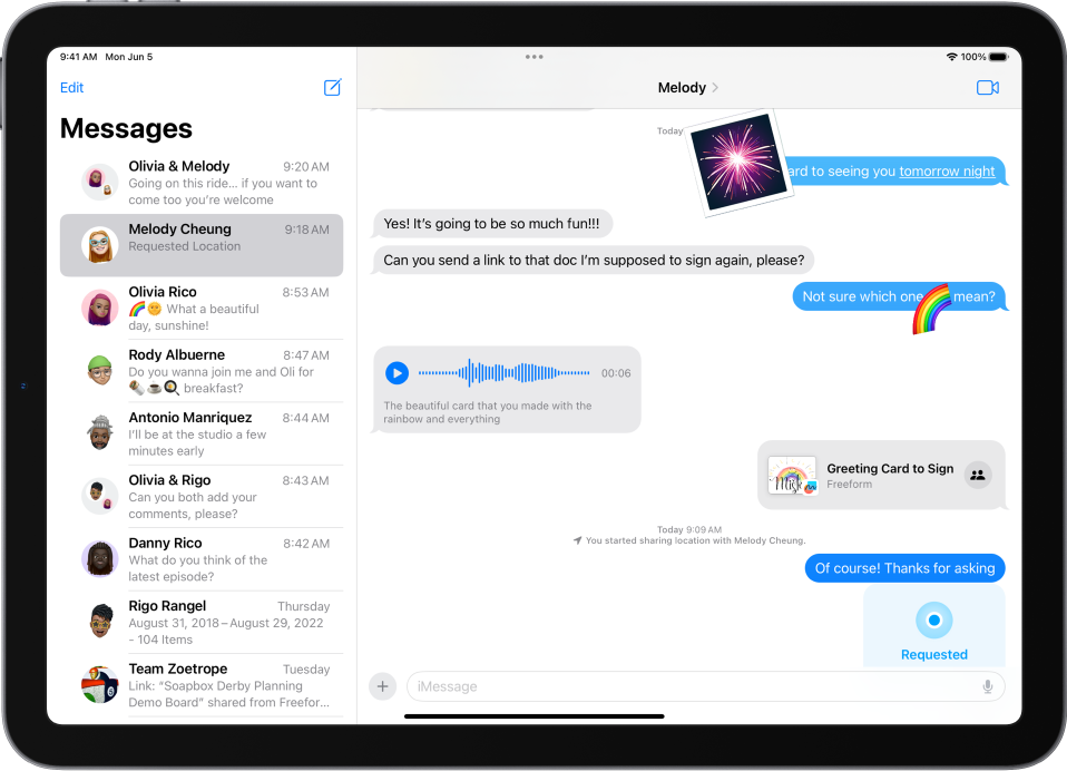 Messages saruna ar iMessage funkcijām.