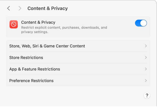 Content & Privacy settings in Screen Time.