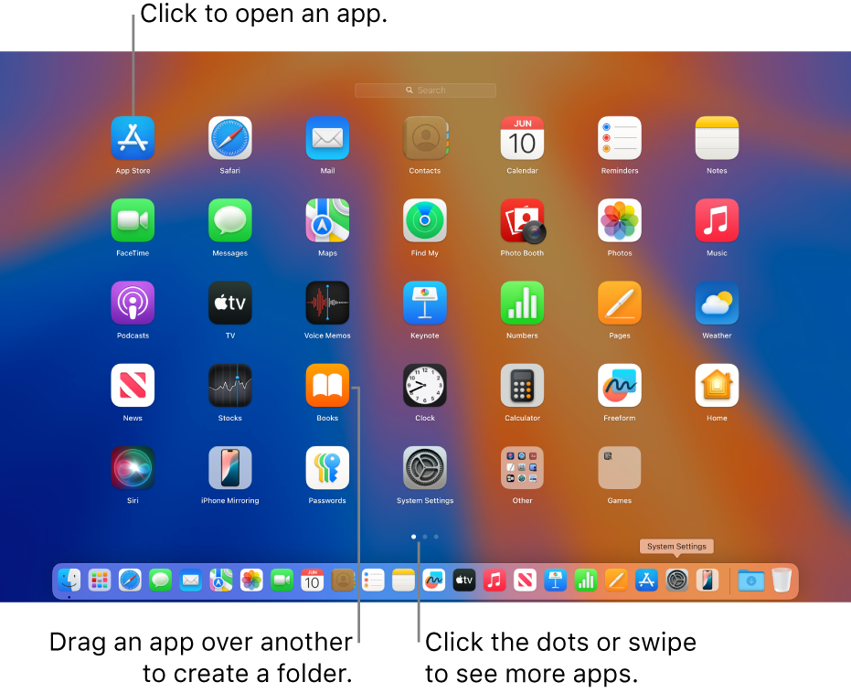 Launchpad showing apps you can open.