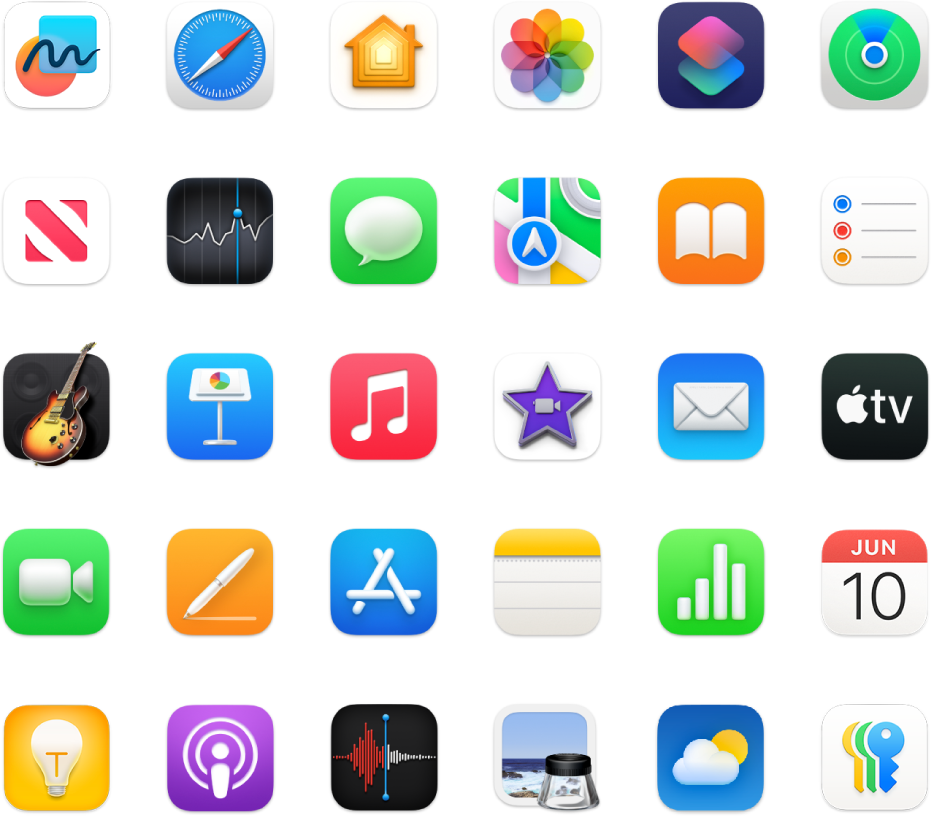 Íconos de las apps incluidas en macOS.