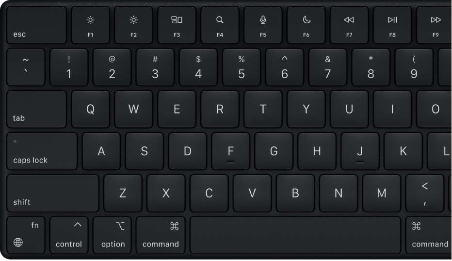 Un clavier Mac montrant la ligne des touches de fonction en haut de l’écran.