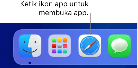 Ikon Safari dalam Dock.