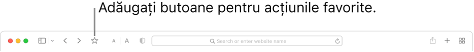 O bară de instrumente afișând un buton pe care îl puteți adăuga pentru acțiunile favorite.