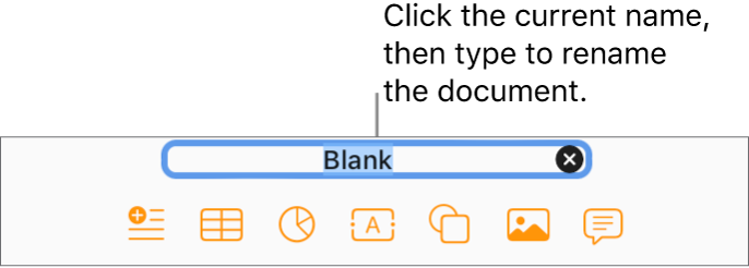 The current document name, Blank, selected at the top of the document.