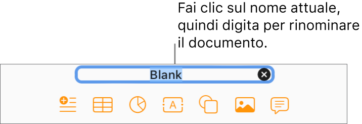 Il nome del documento attuale, Vuoto, selezionato nella parte alta del documento.