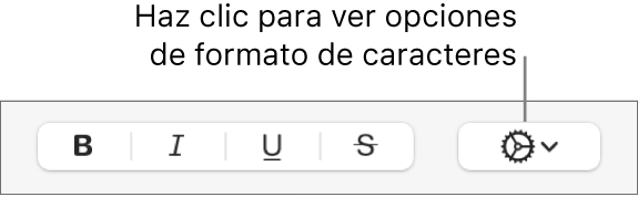 El botón “Opciones avanzadas” junto a los botones Negrita, Cursiva y Subrayado.