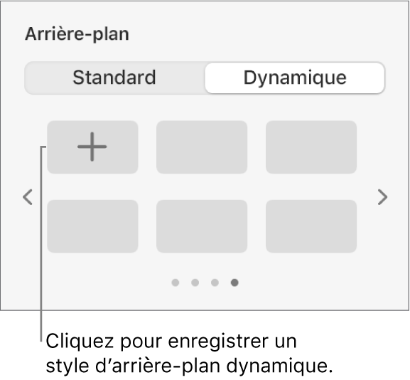 Le bouton Dynamique sélectionné dans la section Arrière-plan de la barre latérale Format, avec le bouton « Ajouter un style » affiché.