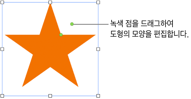 선택 영역 핸들이 있는 도형.