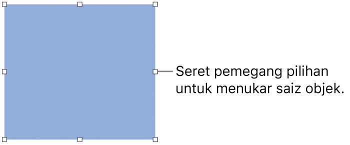 Objek dengan segi empat putih pada jidarnya untuk menukar saiz objek.