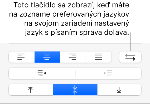 Tlačidlo Smer odseku v časti Zarovnanie postranného panela Formát.