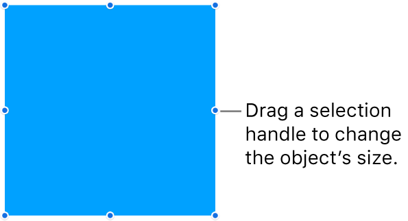 An object with blue dots on its border for changing the object’s size.