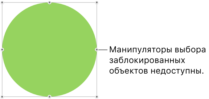 Закрепленный объект с недоступными манипуляторами выбора.