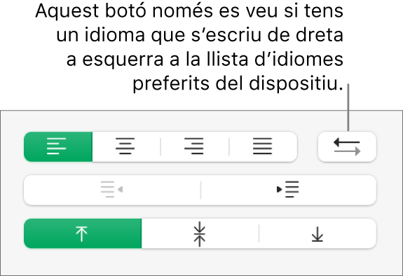 El botó “Direcció del paràgraf” de la secció Alineació de la barra lateral Format.