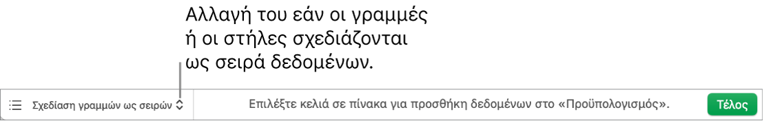 Αναδυόμενο μενού για την επιλογή σχεδίασης γραμμών ή στηλών ως σειρών.