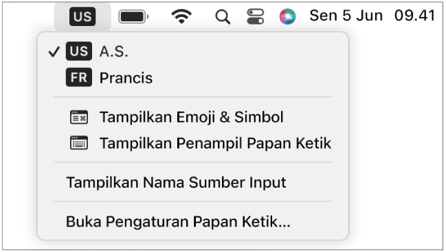 Menu Input ada di pojok kanan atas bar menu.