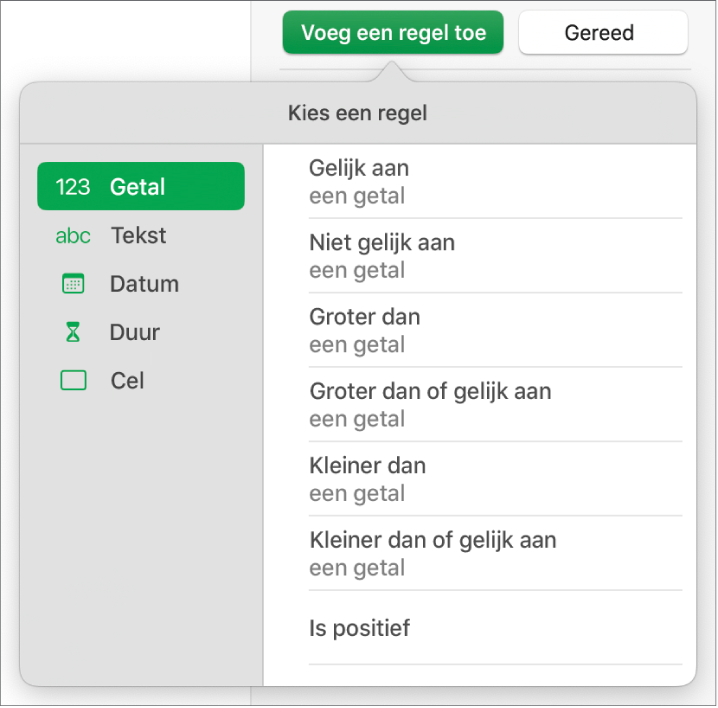 Soorten regels voor celmarkering.