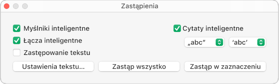 Okno zastąpień.