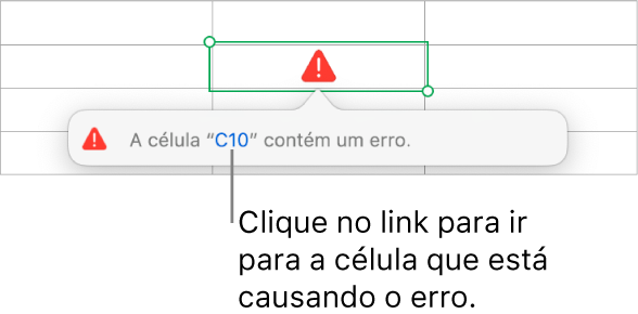 Um link de erro de célula.