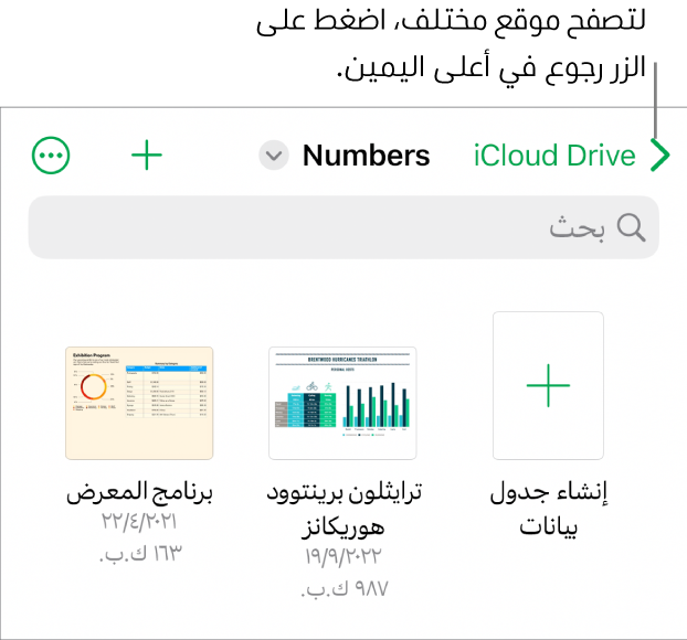 مدير جداول البيانات لـ iPhone