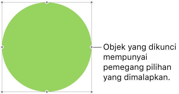 Objek yang dikunci dengan pemegang pilihan yang dimalapkan.