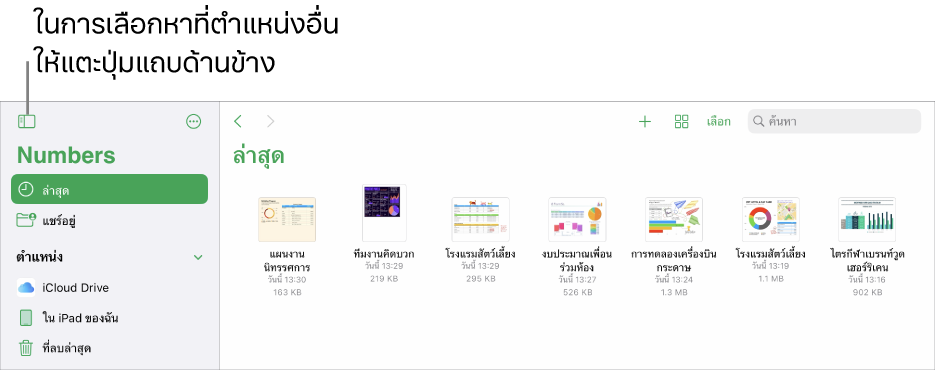 ตัวจัดการสเปรดชีตของ iPad