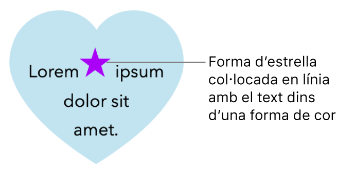 Una forma d’estrella integrada al text a l’interior d’una forma de cor.