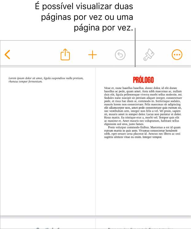 Um documento com páginas visualizadas como páginas duplas.