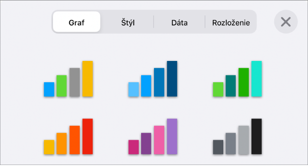 Štýly grafov na tabe Graf v menu Formát.