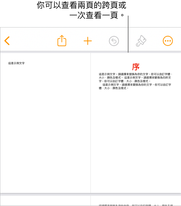 將頁面以兩頁全開頁面檢視的文件。