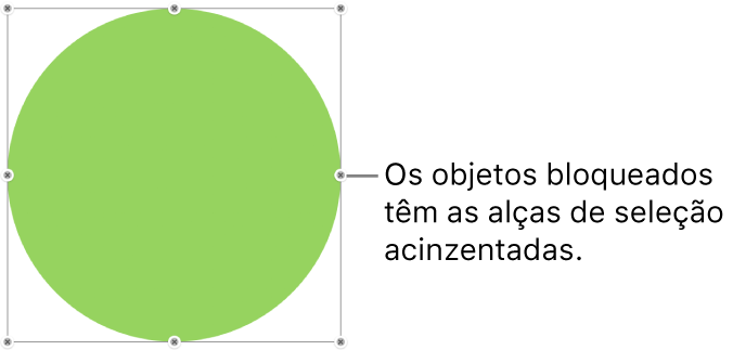 Um objeto bloqueado com puxadores de seleção esmaecidos.