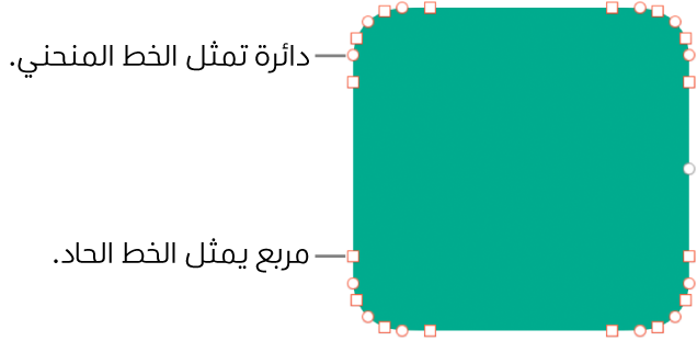 شكل مع نقاط قابلة للتحرير.