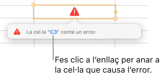 Un enllaç d’error de cel·la.