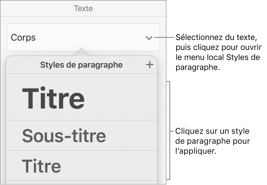 Menu Styles de paragraphe.