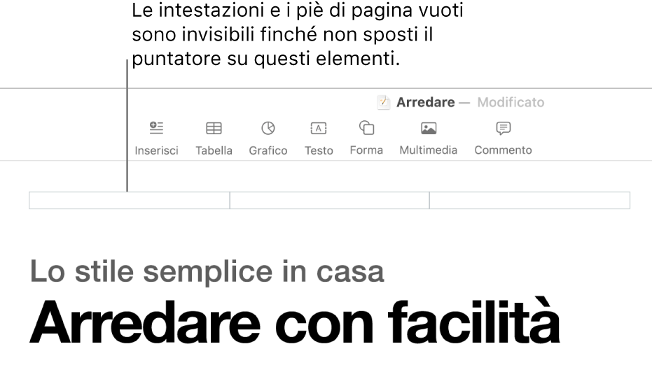 Tre campi di intestazione sopra il titolo di un documento.