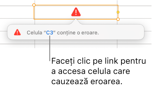 Un link către eroarea celulei.