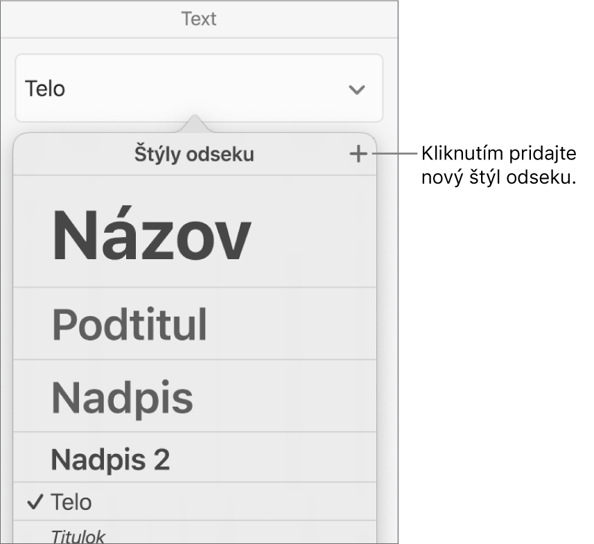 Menu Štýly odseku s bublinou na tlačidle Nový štýl.