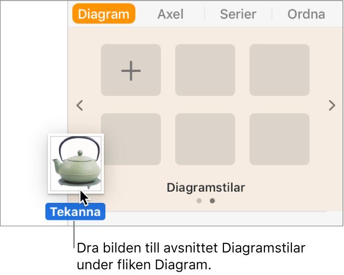 Skapa en ny stil genom att dra en bild till avsnittet diagramstilar i sidofältet.