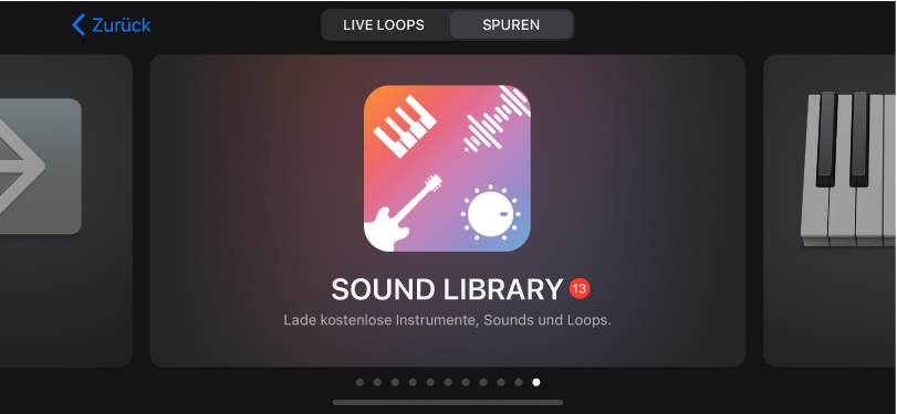 Sound Library in der Sound-Übersicht