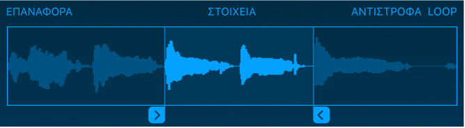 Σύρετε τις μπλε λαβές για περικοπή της αρχής ή του τέλους του δείγματος.