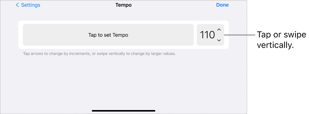 Tempo controls in Song settings