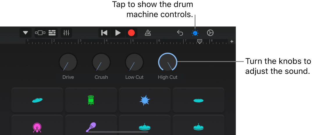 Electronic drum kit controls