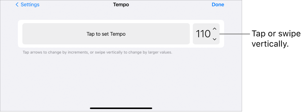 Tempo controls in Song settings