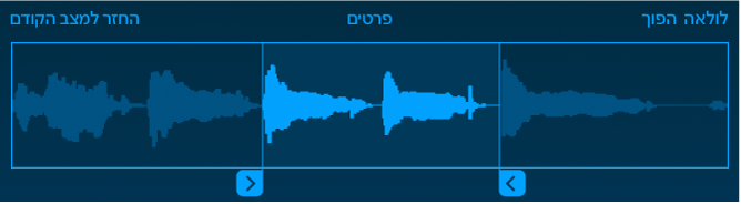 גרור/י את הידיות הכחולות כדי לחתוך את ההתחלה או הסוף של הדגימה.