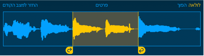 קטע השמע שבין הידית השמאלית לידית הימנית של הלולאה מתנגן בלולאה.